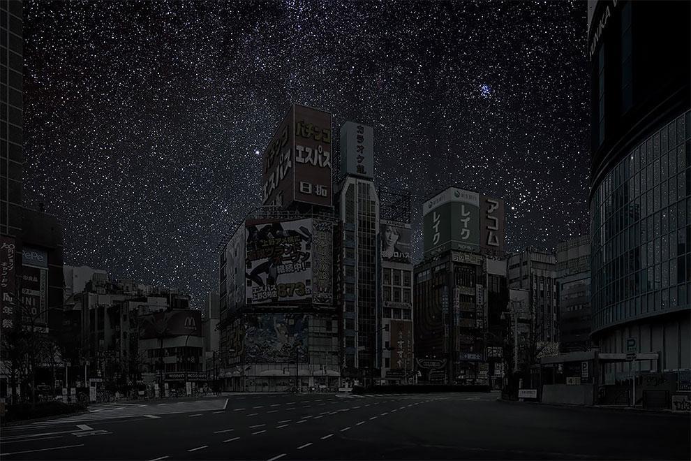 Французский художник Тьерри Коэн представляет, как выглядели бы города, если их освещали бы только звезды